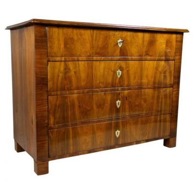 19th Century Nutwood Biedermeier Chest of Drawers Commode Austria ca 1840