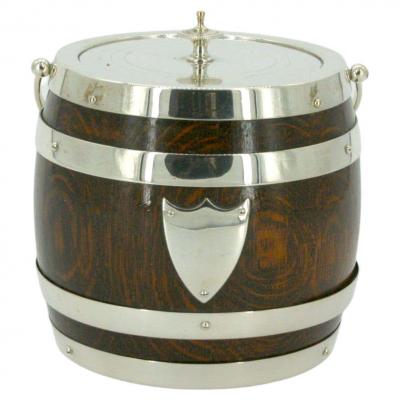 19th Century Oak Ceramic Ice Bucket