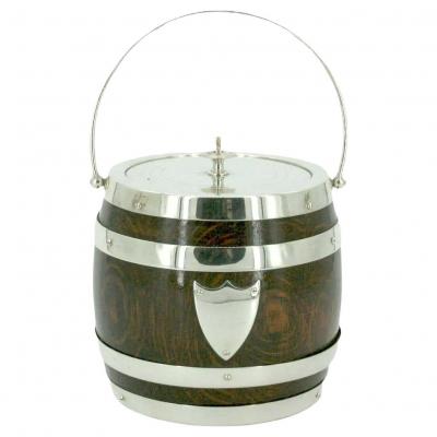 19th Century Oak Ceramic Ice Bucket