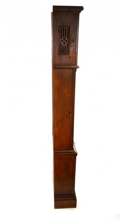 19th Century Oak Wood Frame Brass Face Tall Case Clock