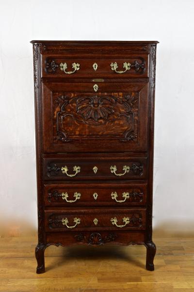 19th Century Oakwood Secretary Cabinet Baroque Revival Austria ca 1870