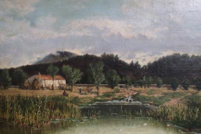 19th Century Oil Painting on Canvas Italian Landscape