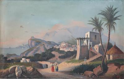 19th Century Oil on Canvas Italian Painting Naples Landscape Signed