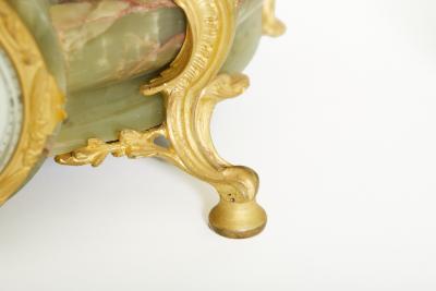 19th Century Onyx Gilt Three Piece Clock Garniture