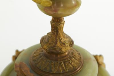 19th Century Onyx Gilt Three Piece Clock Garniture
