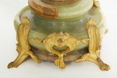 19th Century Onyx Gilt Three Piece Clock Garniture
