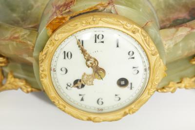 19th Century Onyx Gilt Three Piece Clock Garniture