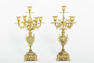 19th Century Onyx Gilt Three Piece Clock Garniture