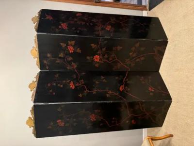 19th Century Painted Gilt Decorated 4 Panel Screen