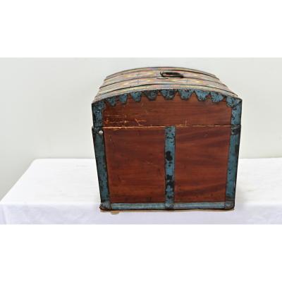 19th Century Painted Pine Marriage Trunk