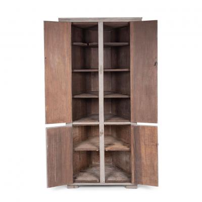 19th Century Painted Primitive Corner Cupboard