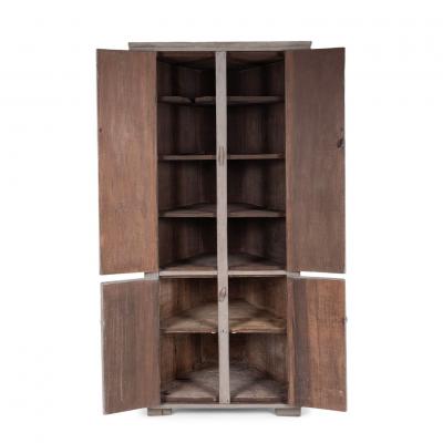 19th Century Painted Primitive Corner Cupboard