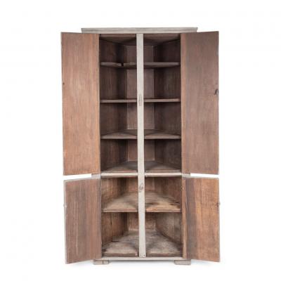 19th Century Painted Primitive Corner Cupboard