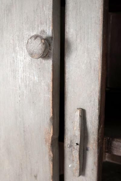 19th Century Painted Primitive Corner Cupboard