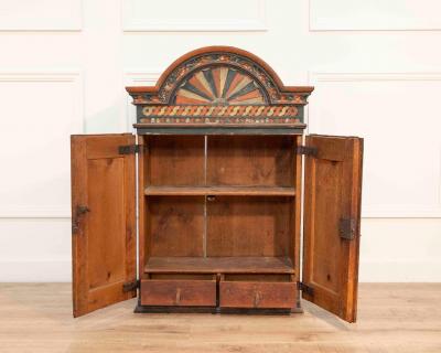 19th Century Painted Sk ne Wall Cabinet with Reeded Doors Sweden