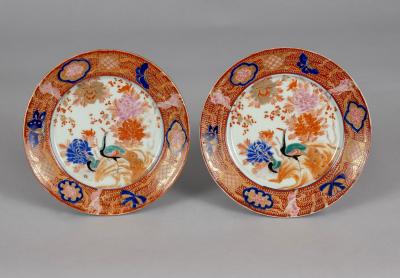 19th Century Pair Chinese Porcelain Peacock Plates
