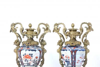 19th Century Pair Gilt Bronze Mounted Imari Porcelain Vases