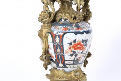 19th Century Pair Gilt Bronze Mounted Imari Porcelain Vases