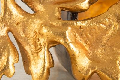 19th Century Pair Louis XV Style Bronze Fireplace Chenets with Putto Sculpture