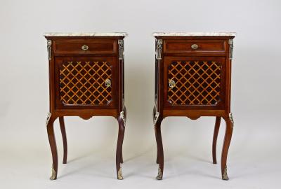 19th Century Pair Of Transitional Nightstands Side Tables France ca 1870