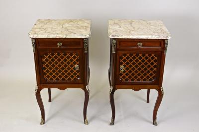19th Century Pair Of Transitional Nightstands Side Tables France ca 1870