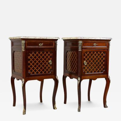 19th Century Pair Of Transitional Nightstands Side Tables France ca 1870