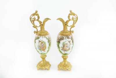19th Century Pair Ormolu Mounted Two Handled Vase