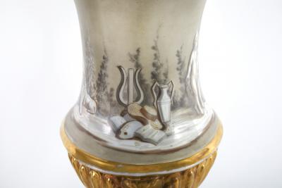 19th Century Pair Porcelain Vases Urns a Pair