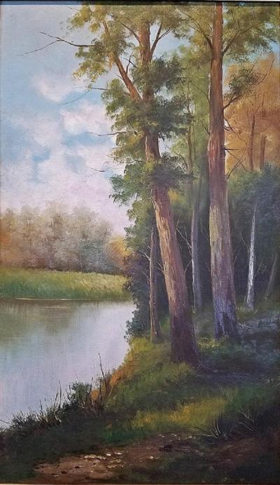 19th Century Pair of British Oils on Canvas of River and Forest Scenes