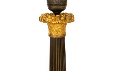 19th Century Pair of French Charles X Gilt Patinated Bronze Candlesticks