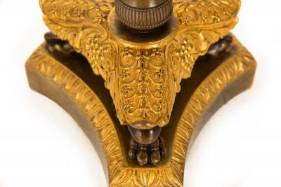 19th Century Pair of French Charles X Gilt Patinated Bronze Candlesticks