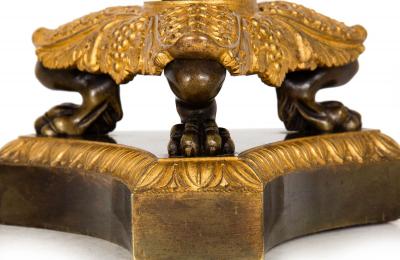 19th Century Pair of French Charles X Gilt Patinated Bronze Candlesticks