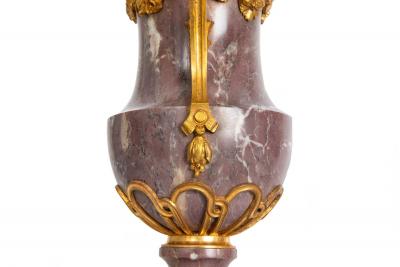 19th Century Pair of French Louis XVI Style Antique Bronze Violet Marble Vases