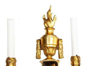 19th Century Pair of French Louis XVI Style Two Light Wall Sconces Candelabra