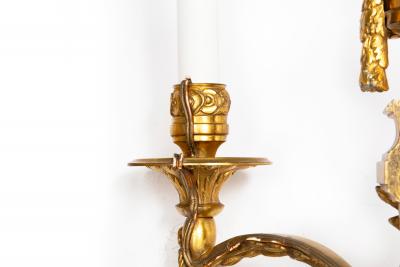 19th Century Pair of French Louis XVI Style Two Light Wall Sconces Candelabra