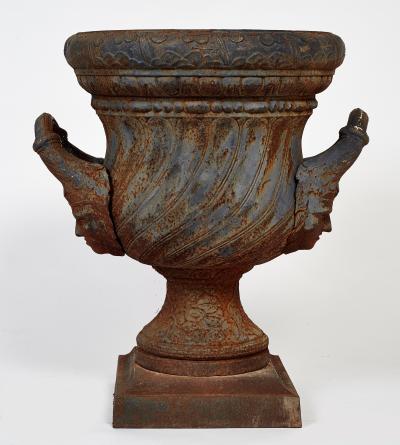 19th Century Pair of Iron Garden Urns