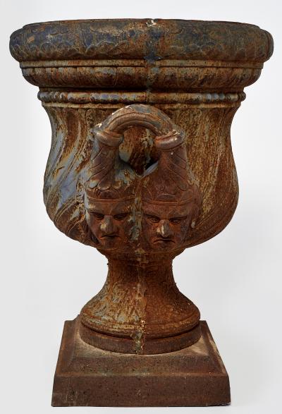 19th Century Pair of Iron Garden Urns