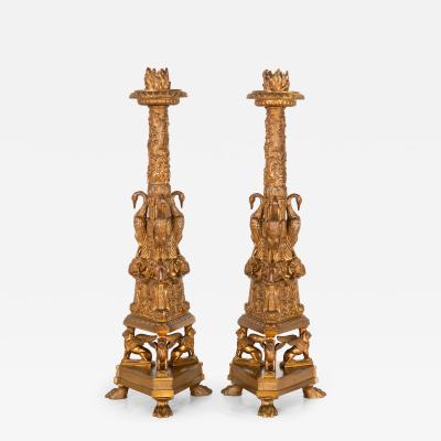 19th Century Pair of Italian Grand Tour Antique Bronze Candlesticks