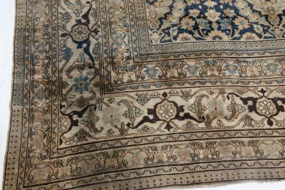 19th Century Persian Meshad Botanic Handwoven Wool Rug