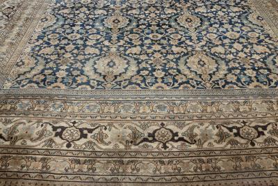 19th Century Persian Meshad Botanic Handwoven Wool Rug