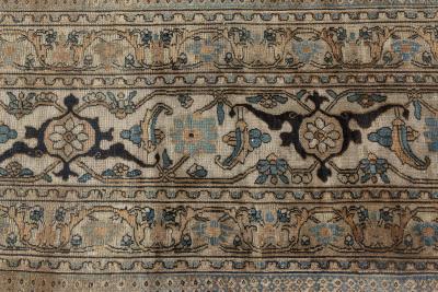 19th Century Persian Meshad Botanic Handwoven Wool Rug