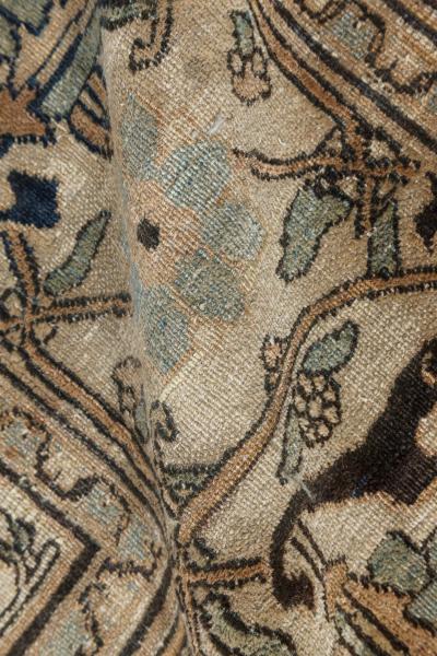 19th Century Persian Meshad Botanic Handwoven Wool Rug