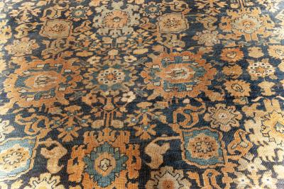 19th Century Persian Sultanabad Blue Brown Handmade Wool Rug