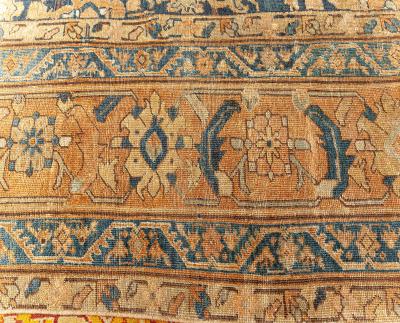 19th Century Persian Sultanabad Blue Brown Handmade Wool Rug