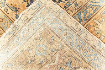19th Century Persian Sultanabad Blue Brown Handmade Wool Rug
