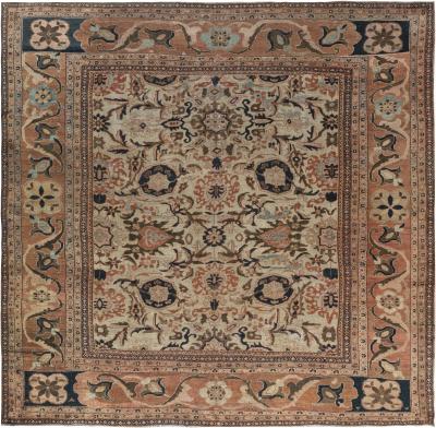 19th Century Persian Sultanabad Handwoven Wool Carpet