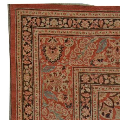 19th Century Persian Tabriz Beige Brown and Terracotta Red Rug