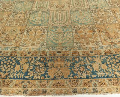 19th Century Persian Tabriz Botanic Handwoven Wool Rug