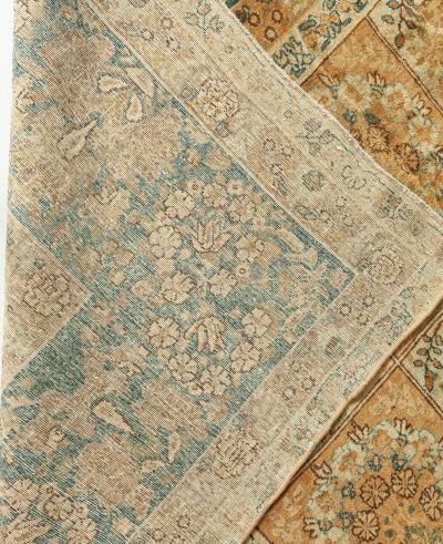 19th Century Persian Tabriz Botanic Handwoven Wool Rug