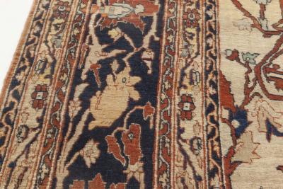 19th Century Persian Tabriz Cream Brown Gray and Black Handwoven Wool Rug
